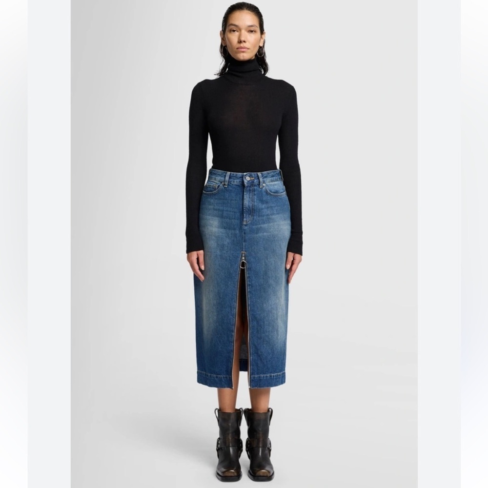 NWT 7 For All Mankind Amber Zip Front Denim Skirt